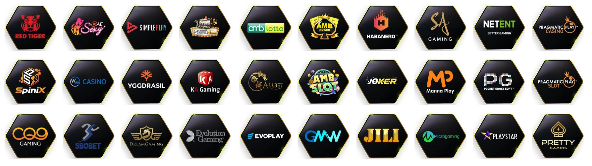 รวมค่ายเกมสล็อตและคาสิโนออนไลน์ชั้นนำของ pigauto เช่น PG Soft, Pragmatic Play, JILI, SA Gaming, Evolution Gaming และค่ายเกมยอดนิยมอื่น ๆ